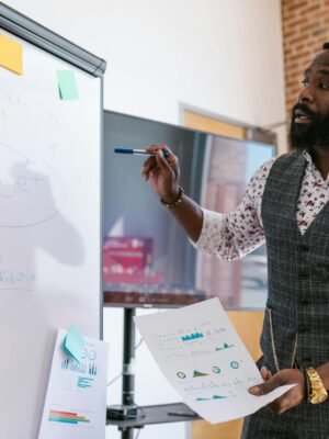 Professional presentation focused on budget planning in an office environment.